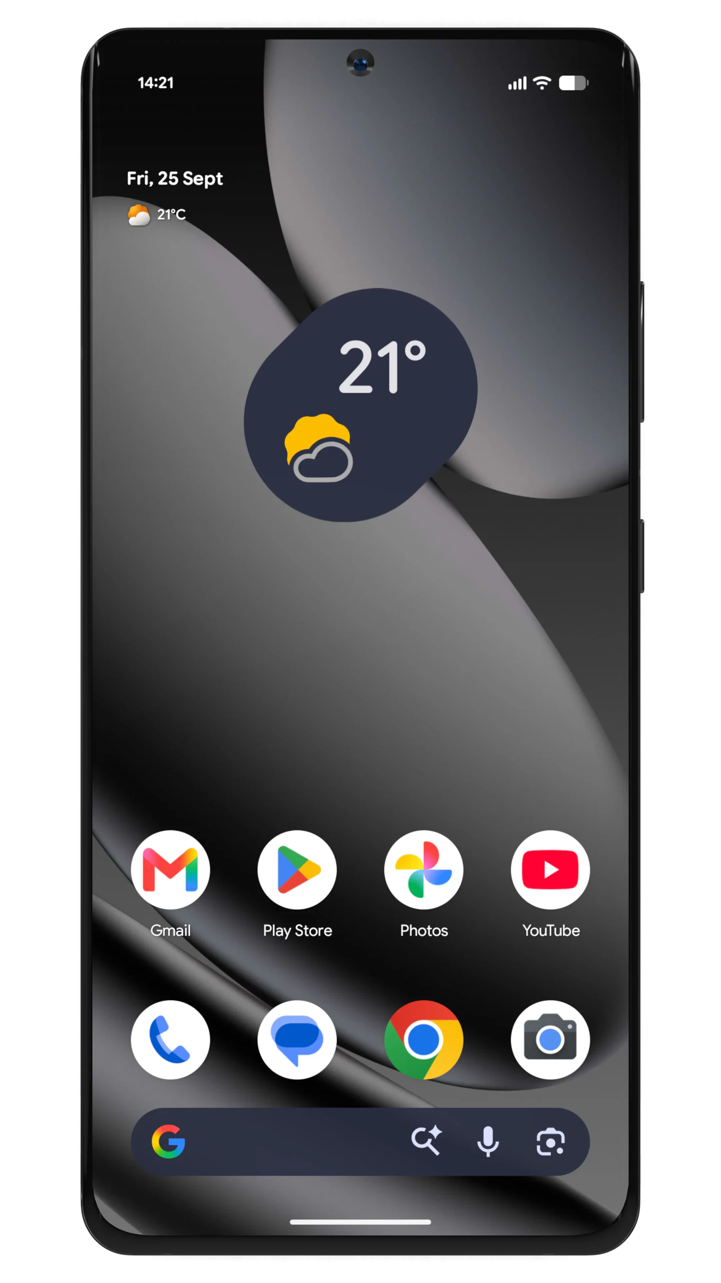 Standard Android home screen in Pixel Launcher