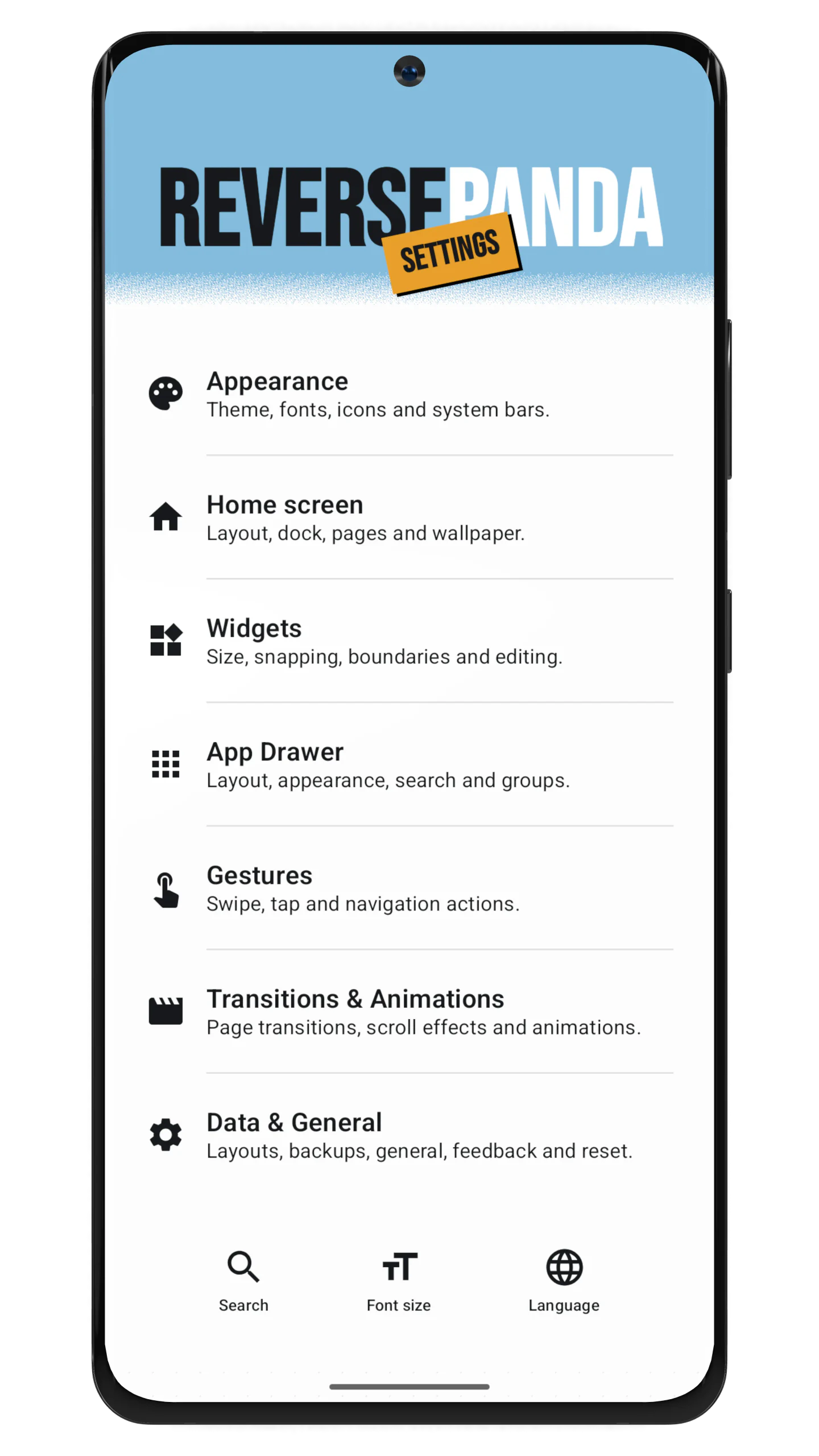 ReversePanda home screen in Light Mode